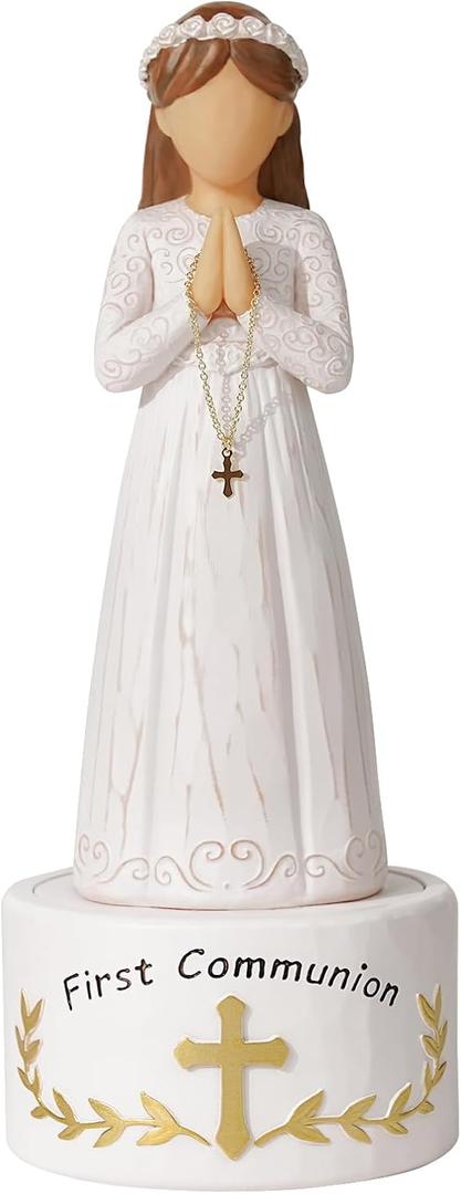 First Communion Gift for Girls8.3'' First Holy Communion Girl Figurine with Keepsake Box, Thoughtful Catholic Gift for Daughter, Granddaughter, or Goddaughter, Meaningful Christian Present