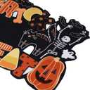 Embroidered Halloween Table Runner Skeleton Spooky Black Cat 72 Inches Long Ghost Skull Cutout Spider Web Pumpkin Coffee Dining Table Runner for Party