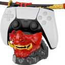 NiHome Samurai Warrior Mask Gaming Controller Holder Stand for PS5 Xbox Switch & Headsets, Handcrafted Resin Sculpture Desktop Display Organizer for Gamers, Multi-Device Charging Dock for Smartphones