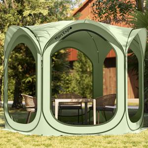 Pop-Up Screen Tent 10x10 FT, Outdoor Screen House with Mesh Walls Instant Tent Shelter for Camping, Patio, Beach, Sports Rainproof, Windproof, Sunshade - Green