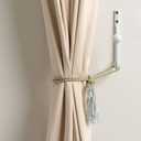 White Curtain Holdbacks - 2 Pack, Metal Curtain Tiebacks Wall Mounted, Decorative Drapery Wall Hooks with Hardware Accessories, Curtain Pull Back Hooks, Window Side Holders for Drapes