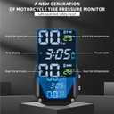 Motorcycle Tire Pressure Monitoring System, Motorcycle TPMS System with 2 External Sensors, LCD Display, IP67 Waterproof Dustproof, Motorbike Tyre Temperature Alarm, Two-Wheeled Motorcycle TPMS