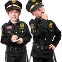 Kangaroo Police Costume for Kids – 12 Pc Black Cop Outfit with Hat, Badge, Handcuffs, Holster & More Black M