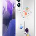 Compatible for Samsung Galaxy S25 Edge Case Clear Cute for Women - Rugged Phone Cases Funda Protector Cover Skin (Blue Planets Galaxy Astronaut)