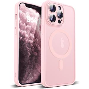 Compatible with iPhone 11 Pro Case with Built-in Camera Lens Protectors Translucent Magnetic 11 Pro Phone Case 5.8" [Compatible with Mag-Safe][Great Grip Feeling], Pink
