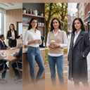 Beninos Womens Dress Shirts Long Sleeve Button Down Shirt Work Wear (White, M)