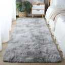 CAIYUECS Shag Area Rug,Indoor Ultra Soft Fluffy Plush Rugs for Bedroom Living Room, Non-Skid Modern Nursery Faux Fur Rugs for Kids Room Home Decor (Tie-Dyed Light Gray, 5x7 Feet)