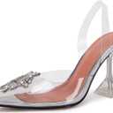 VETASTE Women's High Heel Crystal Slingback Pumps Pointed Toe Strappy Triangle Heeled Party Wedding Bride Pump Shoes (6)