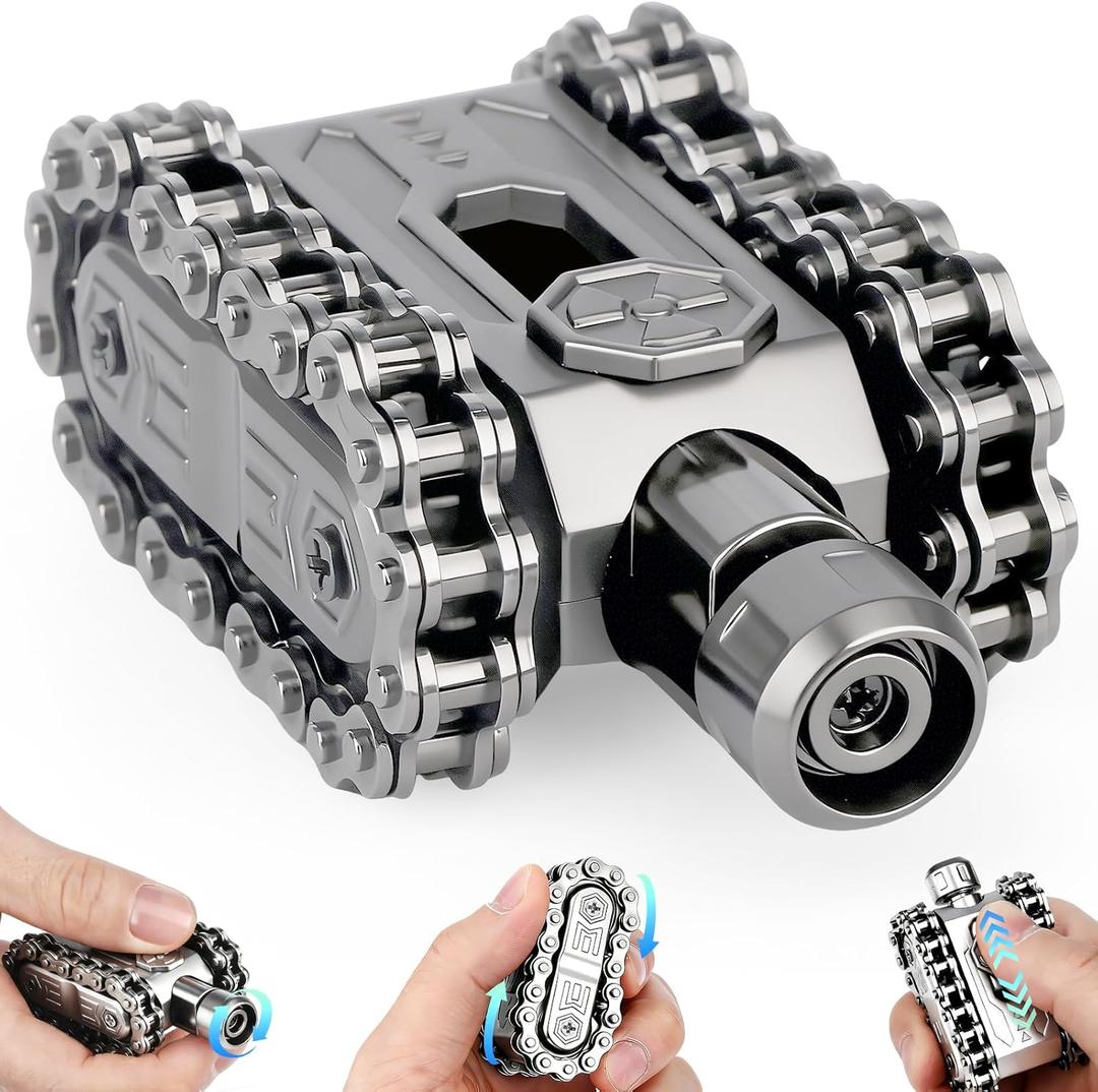 Fidget Slider Chain Hand Roller Finger Clicker Sounds Metal Anxiety Relief Fidget Toy for Kid Adult, Stocking Stuffer Birthday Valentine Gift for Men Teen Boy - Silvery