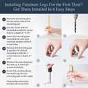 Acrylic Furniture Legs With Gold Caps - Mid Century Legs For Couch, Sofa, Chair, Table, Dresser, Bed, Cabinet - Furniture Feet Are Easy To Install & Include Installation Hardware - Set of 4, 6 Inches