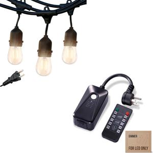 Brightech Bundle: Ambience Pro Waterproof LED Outdoor String Lights - Hanging, Dimmable 2W Vintage Edison Bulbs - 48 Ft + Outdoor Dimmer Plug