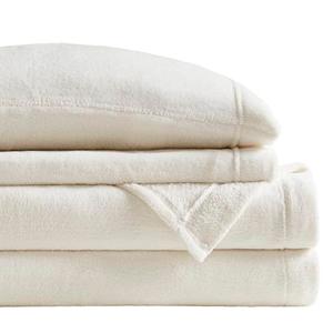 True North by Sleep Philosophy Plush Sheet Set King, Solid Color, Warm & Soft Bedding King Size Sheets, Fitted Pocket Fits Up to 16" Mattress, Soloft, King, Ivory, 4 Piece