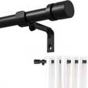 Ottsuls Curtain Rods for Windows, 32 to 46 or 58 Inches Max Adjustable Length, 1 Inch Diameter, Black Decorative Curtain Rod Set, Rustproof Heavy Duty Metal Pole with Brackets