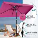AreShark 6.5 x 10 FT Rectangular Valance Patio Umbrella, Outdoor Umbrella with Tilt and Crank, Market Table Umbrellas W/ 6 Ribs UV Protection for Garden, Deck, Backyard and Pool, Rose Pink