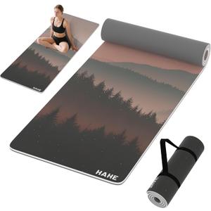 HAHE Yoga Mat Thick (8MM,1/3"), Eco-Friendly POE Non Slip Yoga Mat, High Rebound & Shock Absorption, Anti-Tear & Sweat-Resistant for Yoga, Fitness, Home, Workouts, Large Pilates Mats 72"x24" with Carrying Strap