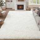 8x10 Area Rug Living Room Bedroom: Fluffy Plush Shag Carpet Ivory | For Kids Room Playroom Nursery Home Decor,Ultra Soft,Non-Slip Non-Shedding,Fuzzy Plush,Large Indoor Floor Carpet,Easy Clean