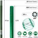 Safety Fence Plastic Mesh Fencing Roll,1 Roll with 25 Steel Stakes, Temporary Reusable Netting for Pool Fence, Garden, Construction