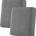 H.VERSAILTEX Super Stretch Individual Seat Cushion Covers Sofa Couch Slipcover Sets Thick Jacquard Textured Twill Fabric (2 Piece Medium Covers, Grey)