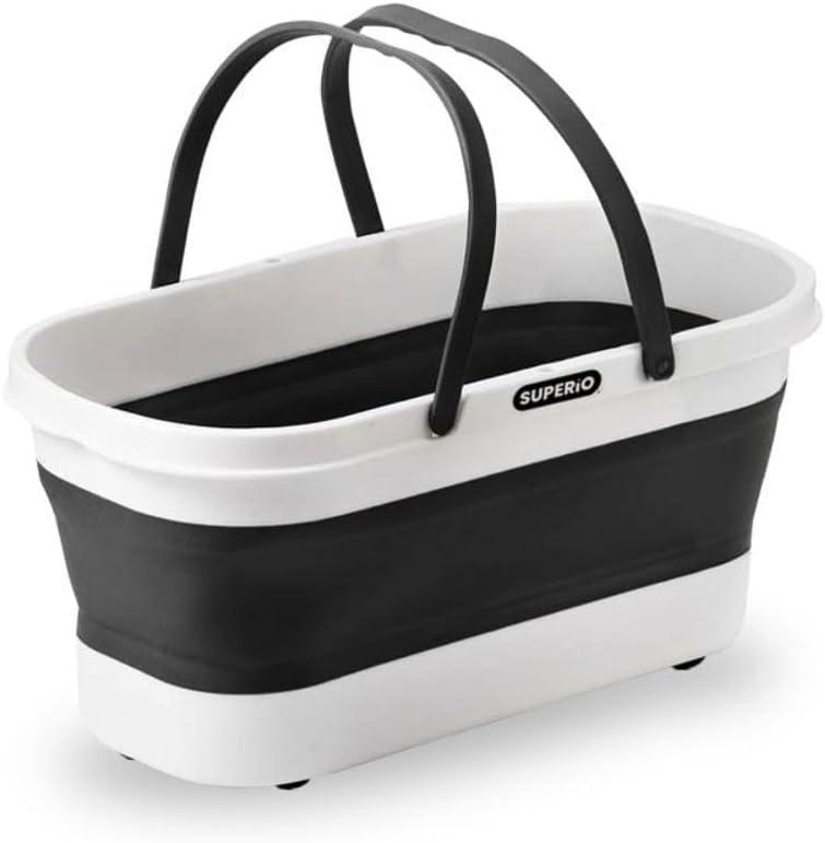 Superio Fold N' Go Mop Bucket with Wheels - Collapsible Cleaning Bucket, 10L, Portable Water Pail for Home, Car, and Outdoor Use