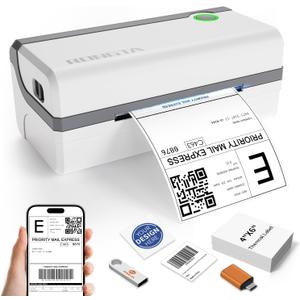 Rongta Bluetooth Thermal Shipping Label Printer, Wireless 4x6 Label Printer for Shipping Packages, Support Android, iPhone, Widely Used for Amazon, Ebay, Shopify, Etsy, USPS (Bluetooth+USB)