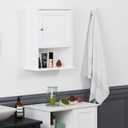Spirich Bathroom Cabinet Wall Mounted with Single Door, Wood Hanging Cabinet with Adjustable Shelf White, Small