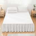 FALUCA Soft Cozy French Linen Bed Skirt with Pleated Frills - 14" Tailored Drop Dust Ruffle for Farmhouse & Modern Bedrooms, Breathable Linen-Cotton Blend, Easy-Fit Bedding (14" Queen, White)