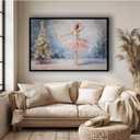 XWNLTEPK Snowy Ballet Christmas Tree Canvas Print Poster Wall Art Wall Decor Winter Atmosphere Poster Suitable for Living Room Bedroom Farmhouse Home Decor Christmas Snow Pine Tree (8x12in Black Framed, A06)