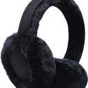 Harssidanzar Classic Winter Earmuffs for Men Women, Unisex Sheepskin Earmuffs, Foldable, Outdoor, Black
