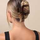 AWAYTR Flat Hair Clips For Women Lay Flat Claw Clip for Hair 4Pcs Large Square Hair Claw Clips (Yellow Leopard + Black White Leopard + Black + Tortoise Shell)