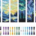 ACRNIGHEET 6PCS Cross Stitch Bookmark Kit for Adult Beginners Landscape Cross Stitch Kits DIY Crossstitch Kits Adult Stamped Bookmark Embroidery Bookmarks Kit with Instructions 8''x2.4'' 11CT