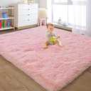 60×80" Light Pink Fuzzy Area Rug