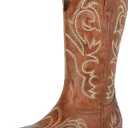 SheSole Women's Cowboy Cowgirl Boot Square Toe Western Mid Calf Boots (7, Brown)