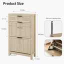 2 Flip Drawers Shoe Cabinet Storage for Entryway, Narrow Shoes Organizer Cabinet for Front Door Entrance, Hidden Wooden Hallway Shoe Rack(Oak), Medium