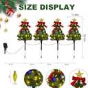 Solar Christmas Tree Pathway Lights Outdoor, Set of 4 Solar Christmas Tree Stake Lights, 80 Outdoor LEDs Xmas Decor, Christmas Decor DIY Xmas Tree Gift (Warm White)