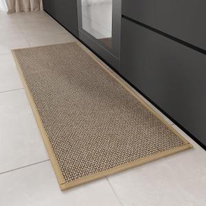 Hargiis Kitchen Rug, Rubber Non Slip Kitchen Rugs Washable, Absorbent Runner Mat for Floor, Machine Washable Standing Mats for in Front of Sink, Door, Laundry, Entryway, Hallway (Camel, 47" × 17.3")