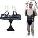 Comfort Padded Patient Lift Walking Sling,Portable Standing Harness to People/Handicap for Ambulating Support Training,500 lbs Safety Loading-Large Size (Black-1-L)