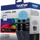 Brother Genuine LC401XL 2PK High Yield 2-Pack Black Ink Cartridges