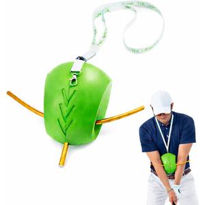 Golf Training Aid with Adjustable Neck Strap, Arm Connection Swing Trainer Ball with Alignment Stick Holes, Improve Swing Tempo, Swing Plane and Consistency, Golf Practice Equipment for Beginners&Pros