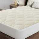 Novilla Full Flannel Mattress Topper, Ultra Soft Faux Fur Mattress Pad with Deep Pocket, Quilted Thickened Warm Bed Topper for Winter, Fits 8-21" Mattress, Machine Washable, White