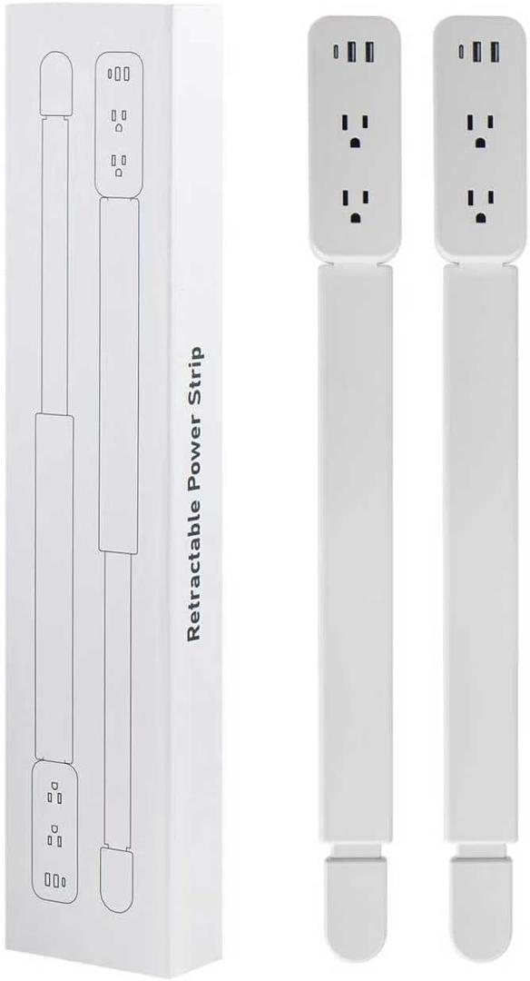 Electrical Outlet Extender Stick - Features USB-A, USB-C and 2 AC Outlets, Extends 22"-34", Rotates 180 Access Hard-to-Reach Outlets, Wall Plug Power Socket Expander Nightstands, Sofa, Desks and More