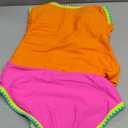 Eomenie Tankini Swimsuit for Women Tummy Control Ruched Two Piece Bathing Suits High Waisted Shell Stitch Swimwear (X-Large, Orange&hot Pink)