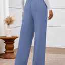 BTFBM Women's Pants 2025 Fall Elastic High Waisted Trousers Stretchy Comfy Lounge Palazzo Pant Wide Leg Sweatpants (Blue, M)