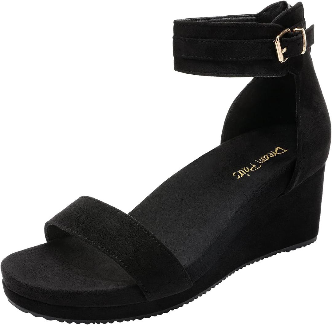 DREAM PAIRS Women's Open Toe Buckle Ankle Strap Platform Wedge Sandals Summer Shoes, Size 10 