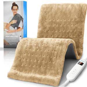 RENPHO Heating Pad for Back Pain & Cramps Relief, Hsa Store Eligible Items, Heat Pad for Knee and Leg, Valentines Day Gifts for Men Women, Auto Shut Off, ETL Certified, 12" x24 Light Yellow