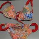 Women's 2 Piece Leopard Floral Bathing Suit Wireless Triangle Swimsuit High Waisted Bikini Sets (Large)