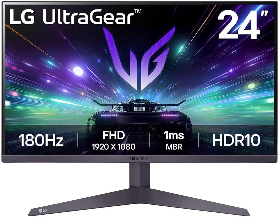 LG 24GS50F-B 24-inch FHD (1920 x 1080) Ultragear Gaming Monitor with 180Hz, 1ms MBR, HDR10, AMD FreeSync, HDMI, DisplayPort, 3-Side Virtually Borderless Design, Black