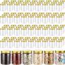 Wesiti 200 Pcs 8 oz Clear Plastic Mason Jars Containers With Screw on Gold Lids Refillable Round Empty Plastic Jars Storage Containers Reusable for Kitchen Household Dry Food Storage Honey Herb Nuts