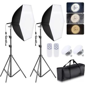 Torjim Softbox Lighting Kit - 30"X30" Professional Photography Lighting for Filming, Model Portrait, Product & Fashion Photography (30" octa + 2Pcs)