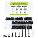 #4 Flat Head Small Wood Screws Assortment kit 420Pcs, Black Phillips Short Screw, Carbon Steel, Cabinet Hinge Mounting, Electronics DIY Micro Screws Fasteners Set, Contains 20pcs M6 Screw Anchors