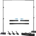 SLOW DOLPHIN Pipe and Drape Photography Backdrop Stand Kit Adjustable Photo Background Stand 10ft x 6.5ft with Metal Base for Parties Weddings Birthday Party Events Photo Booth